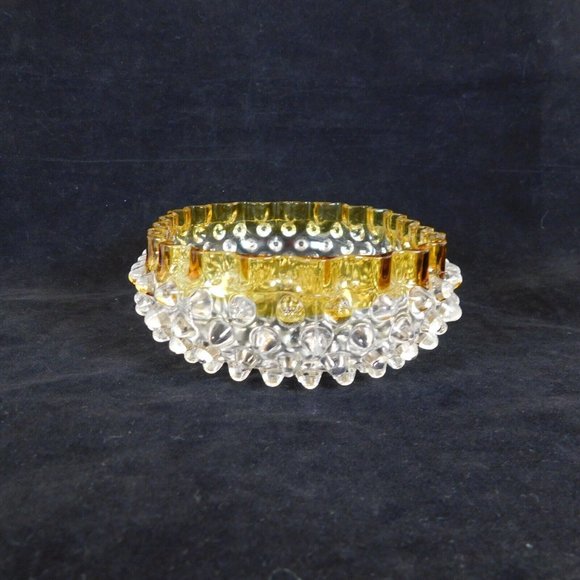 Hobbs Brockunier 323 Yellow Frances Dew Drop Hobnail Ware 7 in Oval Bowl FLAW - Picture 7 of 12